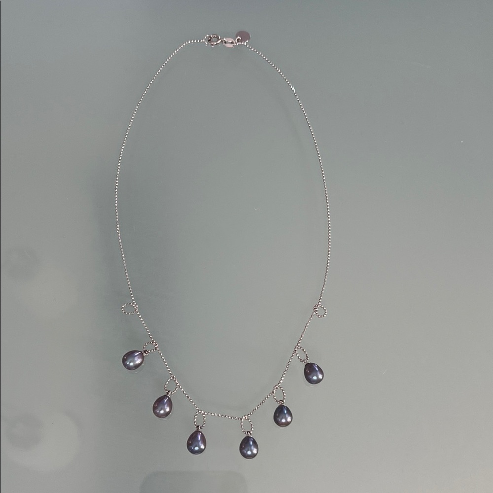 Tiffany & Co Iridesse Black Pearl 925 Sterling Silver Necklace -Beautiful -EUC